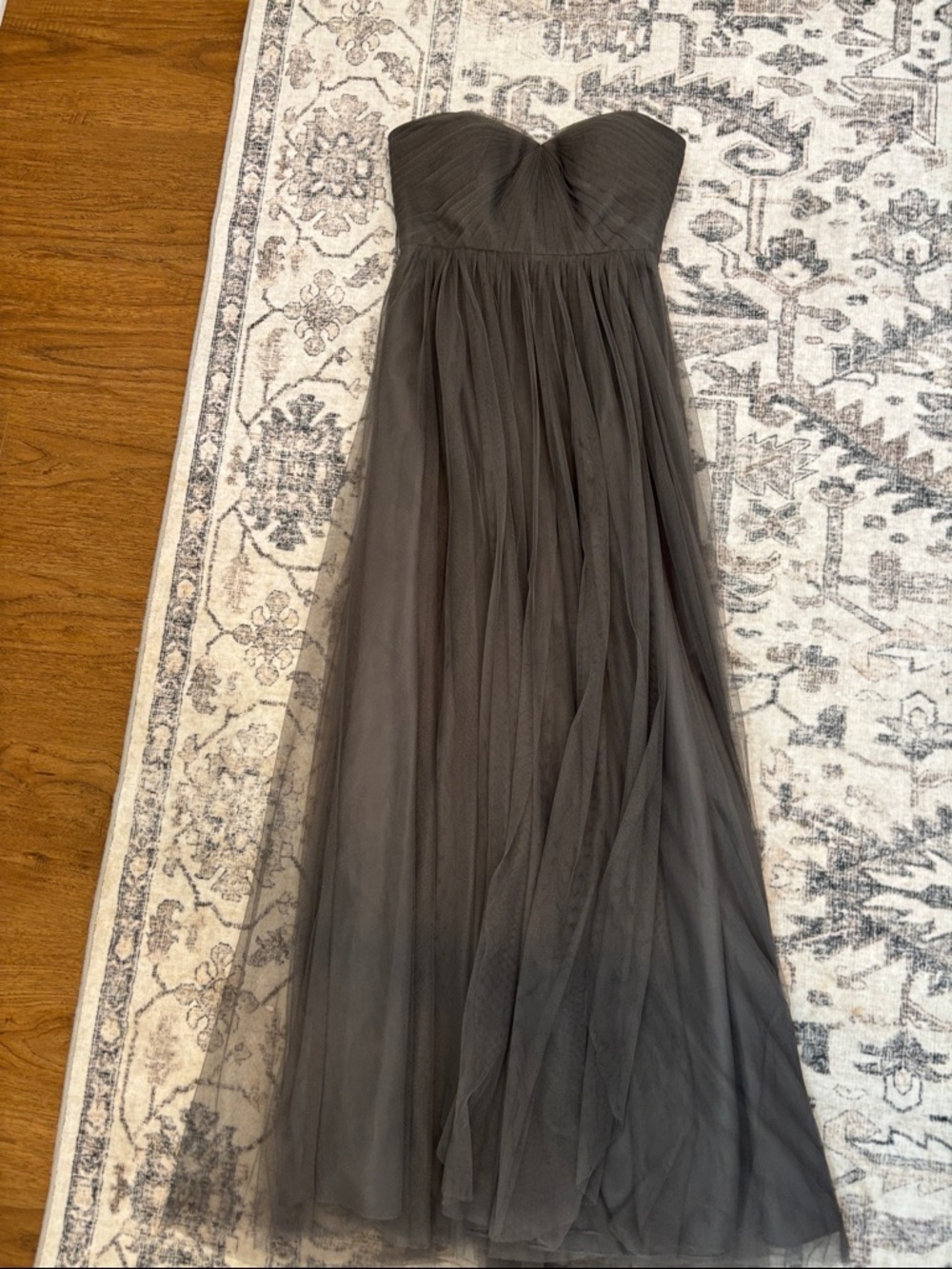 Jenny Yoo Strapless Charcoal Tulle Gown